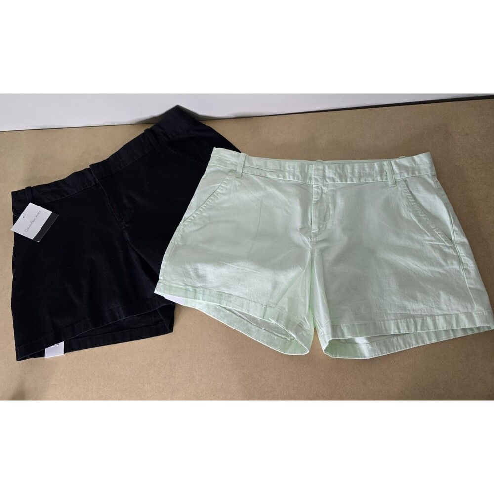 Calvin Klein Jean Lt Green & Black Chino Shorts Size 14 Mid Rise 2 pair